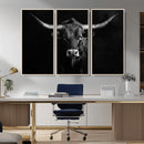 Texas Longhorn Wall Art Canvas Print – Framed Monochrome