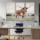 Texas Longhorn Wall Art – Framed Spotted Cattle Canvas by MyGreatCanvas | Canvas Wall Art Prints | Photo Prints & Wall Decor