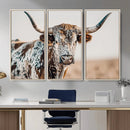 Texas Longhorn Wall Art – Framed Speckled Cow Canvas by MyGreatCanvas | Canvas Wall Art Prints | Photo Prints & Wall Decor