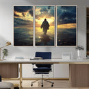 Jesus Walks Wall Art Canvas Print Framed Divine Sunset Art