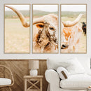 Texas Longhorn Wall Art Canvas Print – Framed Speckled Cow