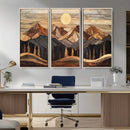 Wood Mountain Wall Art Canvas Print – Framed Boho Abstract