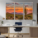 Saguaro Cactus Wall Art Canvas Print – Framed Arizona Sunset