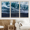 Black Beach Wall Art Canvas Print – Framed Aerial Ocean View