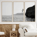 Jumping Wall Art Canvas Print – Framed Coastal Ocean Scene