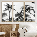 Palm Wall Art Canvas Print – Framed Monochrome Tropical