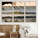 Sunset Surf Wall Art Canvas Print – Framed Golden Hour Waves