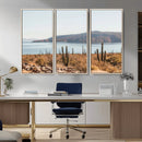 Desert Lake Wall Art – Framed Cactus Mountain Canvas by MyGreatCanvas | Canvas Wall Art Prints | Photo Prints & Wall Decor