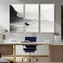 Surfer Beach Wall Art – Framed Black White Ocean Canvas by MyGreatCanvas | Canvas Wall Art Prints | Photo Prints & Wall Decor