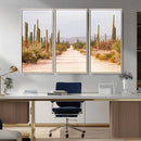 Desert Cactus Lined Road Wall Art Canvas Print – Framed by MyGreatCanvas | Canvas Wall Art Prints | Photo Prints & Wall Decor