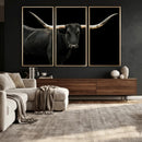 Texas Longhorn Wall Art Canvas Print – Framed Rustic Western