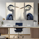 Blue Heron Pair Wall Art Canvas Print – Framed Coastal Bird