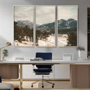 Mountain Landscape Wall Art Canvas Print – Framed Snowy