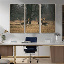 Deer Wall Art Canvas Print – Framed Rustic Wildlife Stags