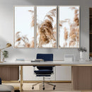 Pampas Grass Wall Art Canvas Print – Framed Neutral Tones