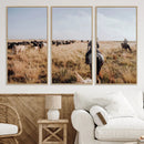 Western Wall Art Canvas Print – Framed Cowboy Cattle Drive