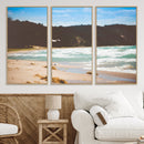 Tranquil Beach Scene Wall Art Canvas Print – Framed Blue