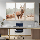 Rustic Nature Wall Art Canvas Print – Stag Woodland Framed