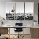 Saguaro Cactus Wall Art Canvas Print – Framed Monochrome