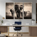 Elephant Family Wall Art Canvas Print, Framed Elephant Wall