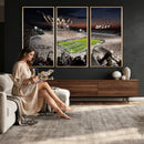 Epic Night Football Stadium Wall Art Canvas Print, Fireworks