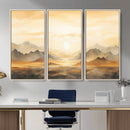 Sepia Color Abstract Mountain Wall Art Canvas Print