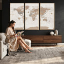 Framed Large World Map Canvas Print for Office Decor