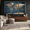Navy Blue World Map Canvas Print – Framed Travel Map Wall by MyGreatCanvas | Canvas Wall Art Prints | Photo Prints & Wall Decor