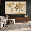 Rustic Vintage World Map Canvas Print – Framed Modern by MyGreatCanvas | Canvas Wall Art Prints | Photo Prints & Wall Decor