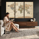 Framed World Map Wall Art for Home and Office Decor