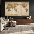 Vintage Detailed World Map Wall Art Canvas Print – Antique