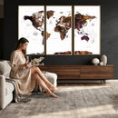 Rustic World Map Wall Art Canvas Print | Large World Map on
