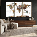 Watercolor World Map Canvas Print – Detailed Map of the