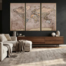 Grunge World Map Canvas Wall Art - Vintage Aged World Map by MyGreatCanvas | Canvas Wall Art Prints | Photo Prints & Wall Decor