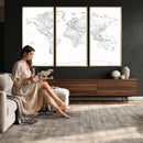 World Map Canvas Print – Framed Modern Detailed Map of the