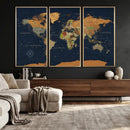 Modern World Map Canvas Print – Framed Detailed Map of the by MyGreatCanvas | Canvas Wall Art Prints | Photo Prints & Wall Decor