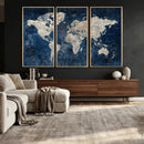 Large Blue World Map Wall Art Canvas Print for Home Office by MyGreatCanvas | Canvas Wall Art Prints | Photo Prints & Wall Decor