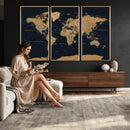 Vintage World Map Earth Globe Countries Oceans Continents