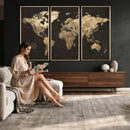 Framed World Map with Pin Canvas Print – Detailed World Map