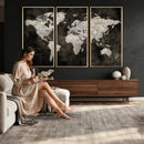 Vintage World Map Wall Art Canvas Print – Framed Large Map