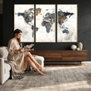 World Map Wall Art Canvas Print for Office Wall Decor