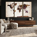 Blue Watercolor World Map Canvas Print – Framed Modern Wall