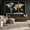 Dark World Map Canvas Wall Art Print, Minimal Black and Gold by MyGreatCanvas | Canvas Wall Art Prints | Photo Prints & Wall Decor