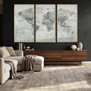 Neutral Vintage World Map Canvas Wall Art Print, Classic Map by MyGreatCanvas | Canvas Wall Art Prints | Photo Prints & Wall Decor