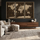 Colorful World Map Canvas Wall Art with Landmarks – Framed by MyGreatCanvas | Canvas Wall Art Prints | Photo Prints & Wall Decor