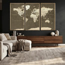 Vintage World Map Canvas Print – Framed Travel Map Wall Art