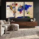 Watercolor World Map Canvas Print – Framed Wall Art for by MyGreatCanvas | Canvas Wall Art Prints | Photo Prints & Wall Decor