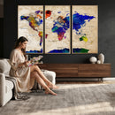 Watercolor World Map Canvas Print – Framed Wall Art for