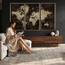 Blue World Map Canvas Wall Art – Framed Modern Travel Map