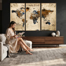 World Map Wall Art Canvas Print, Modern Decorative Framed
